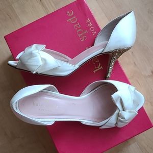 Kate Spade white satin wedding shoes